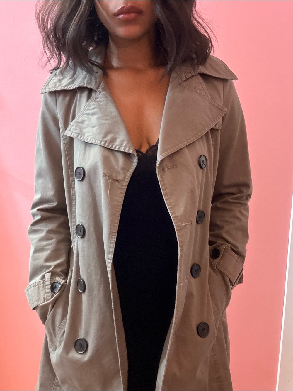 Zara Double-Breasted Trench Coat in Taupe